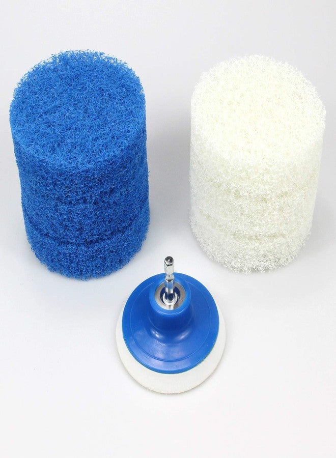Cooptop 7 Piece Drill Brush Attachment Set - Power Scrub Pad Cleaning Kit – Power Scrubbing Drill Attachment - Cleaning Scouring Pads (Blue and White) - Image 4